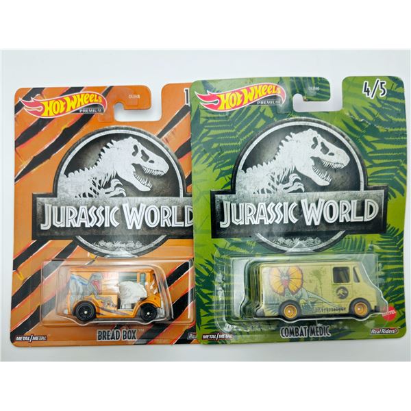 2 HOT WHEELS JURRASIC WORLD COMBAT MEDIC & BREAD