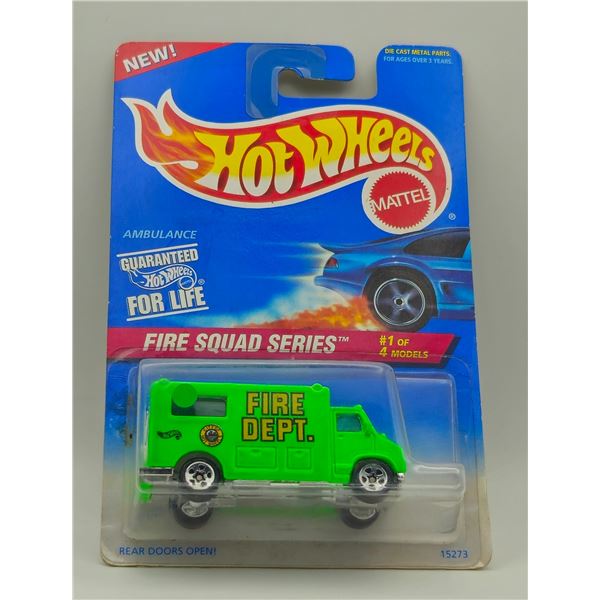 HOT WHEELS 1996 FIRE SQUAD AMBULANCE BRIGHT GREEN