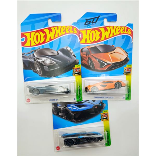 3 HOT WHEELS CELERO GT & LAMBORGHINI & BUGATTI