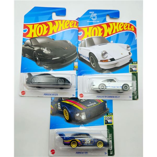 3 HOT WHEELS PORSCHE 935 GT3 & 911 CARRERA WHITE/