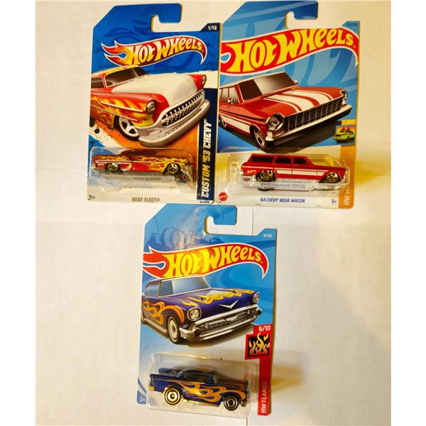 LOT OF 3 HOT WHEELS 1950'S & 64 CHEVY CARS