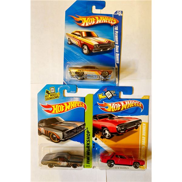 LOT OF 3 HOT WHEELS PLYMOUTH ROADRUNNER'S &