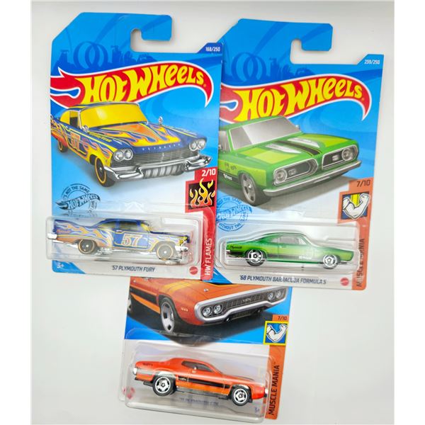 3 HOT WHEELS PLYMOUTH BARRACUDA & FURY & GTX