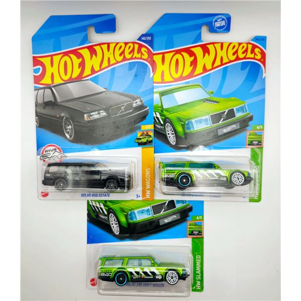 3 HOT WHEELS VOLVO 240 DRIFT WAGON & VOLVO 850
