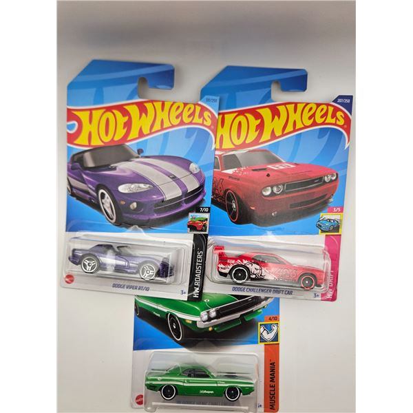 3 HOT WHEELS DODGE CHALLENGERS & VIPER