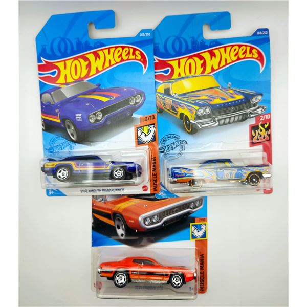 3 HOT WHEELS PLYMOUTH ROAD RUNNER & FURY & GTX