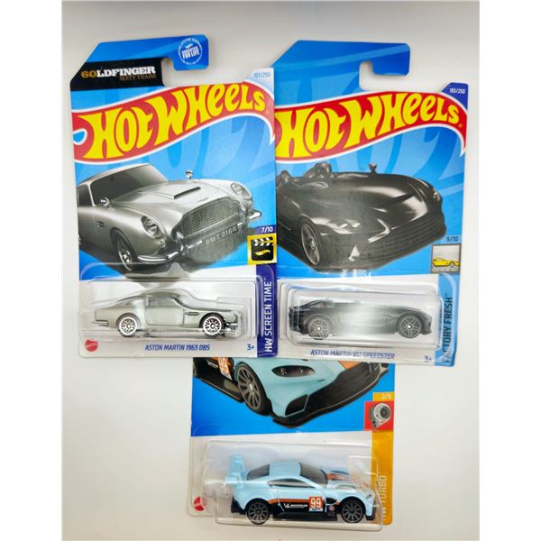 3 HOT WHEELS GOLDFINGER ASTON MARTIN & ASTON V12