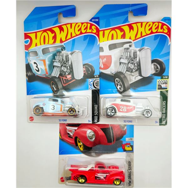 3 HOT WHEELS 43 FORD & 40 FORD PICK UP