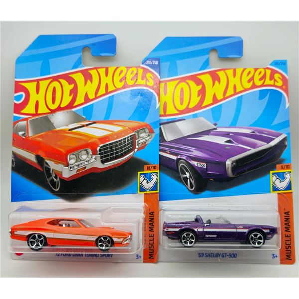 2 HOT WHEELS 72 FORD GRAN TORINO & 69 SHELBY GT500