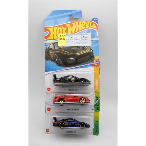 264 - 3 HOTWHEELS PORSCHE 935 & 911 GT - BLACK/R