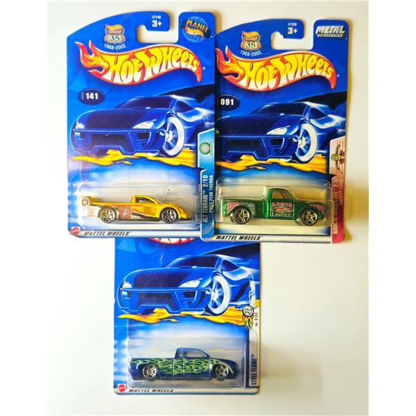3 HOT WHEELS TACOMA, CHEVY 1969, STEEL FLAME