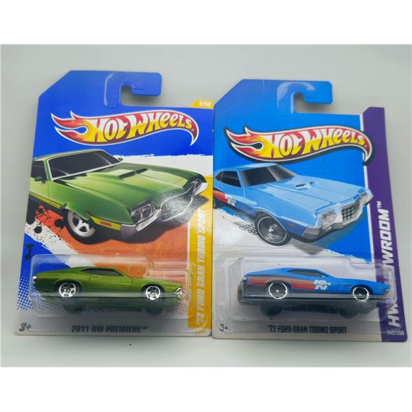 LOT OF 2 HOT WHEELS 72 FORD GRAN TORINO SPORT