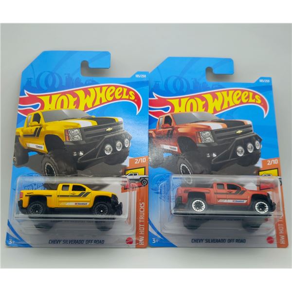 LOT OF 2 HOT WHEELS CHEVY SILVERADO OFF ROAD