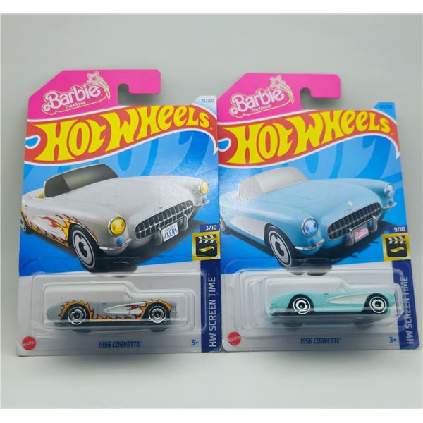 LOT OF 2 HOT WHEELS BARBIE MOVIE 1956 CORVETTE