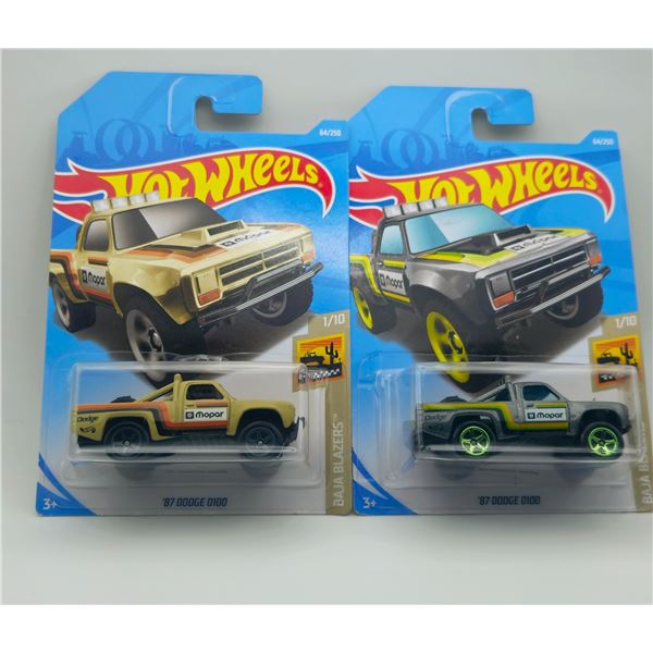 LOT OF 2 HOT WHEELS 1987 DODGE D100 MOPAR BAJA