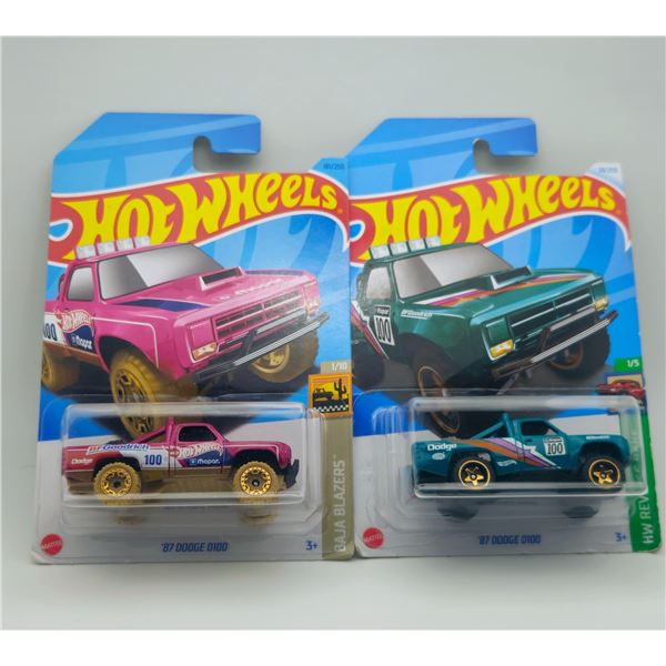 LOT OF 2 HOT WHEELS 1987 DODGE D100 MOPAR 100