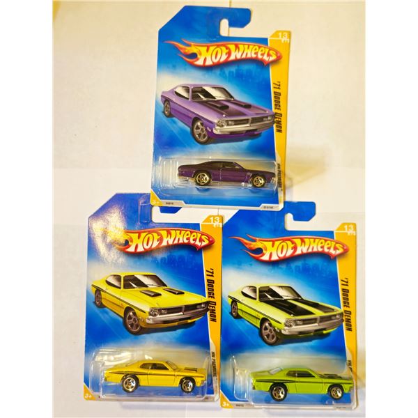 LOT OF 3 HOT WHEELS 1971 DODGE DEMON'S 09 RELEASE