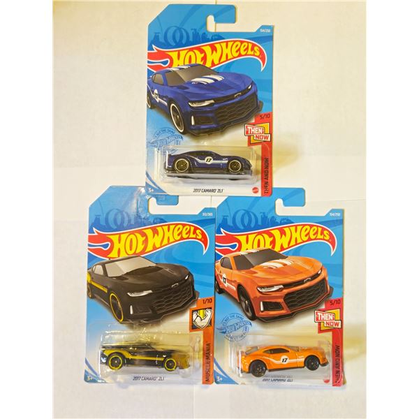 LOT OF 3 HOT WHEELS 2017 CAMARO ZL1 BLACK/BLUE