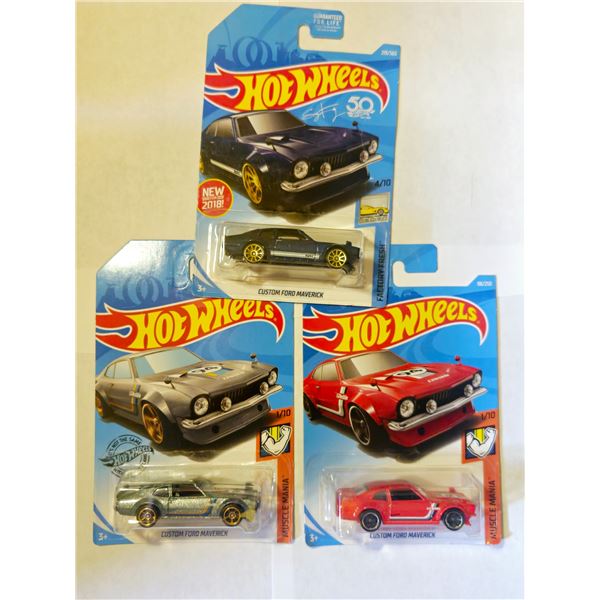 LOT OF 3 HOT WHEELS CUSTOM FORD MAVERICK'S FYF86/