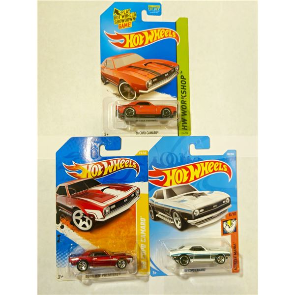 LOT OF 3 HOT WHEELS 1968 COPO CAMARO'S T9982/BFG6