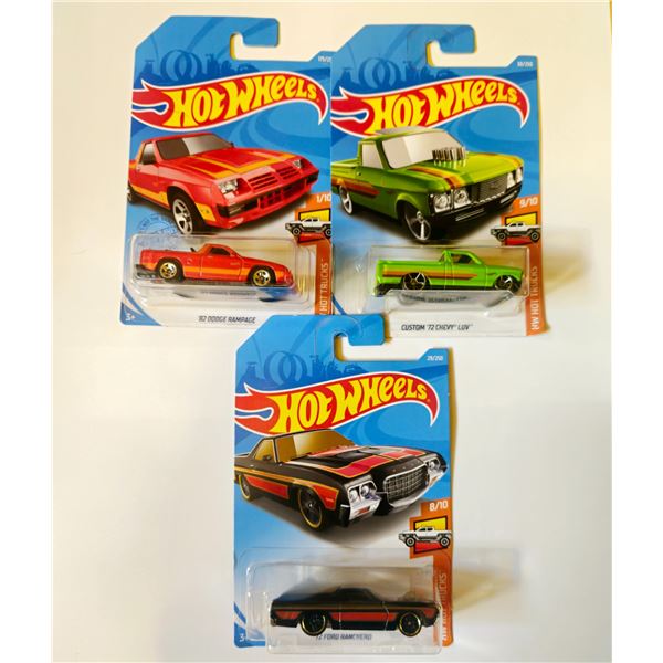 LOT OF 3 HOT WHEELS CUSTOM 1972 CHEVY LUV & 1982