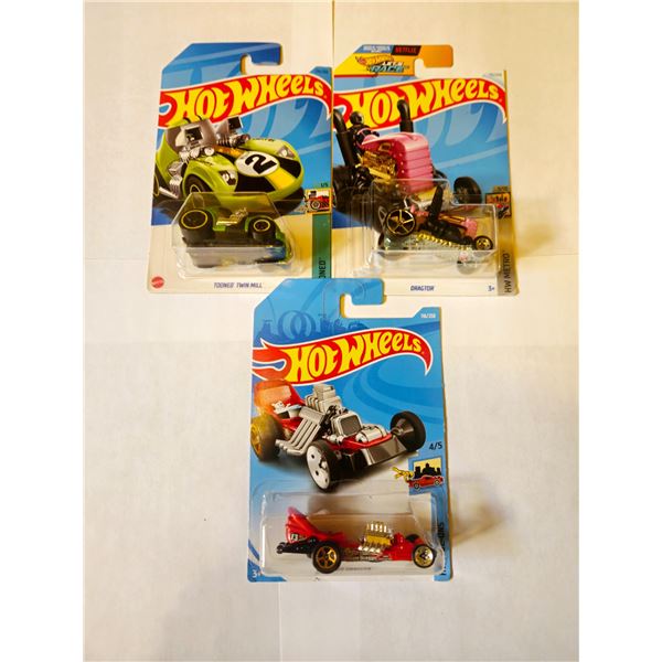 LOT OF 3 HOT WHEELS TOONED TWIN MILL & DRAGSTER &
