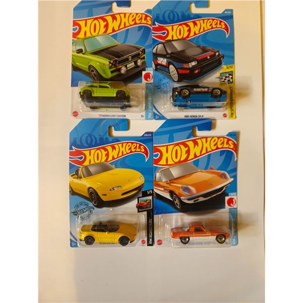 LOT OF 4 HOT WHEELS HONDA'S &  MAZDA'S
