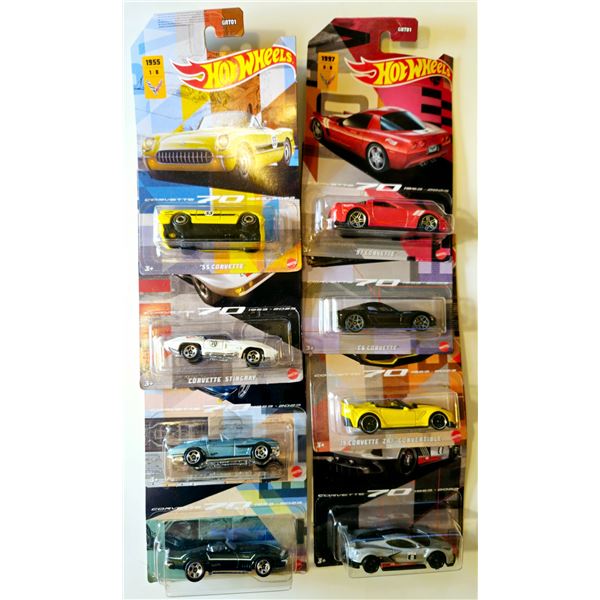 8 HOT WHEELS 70 YEAR CORVETTE SET GRT01