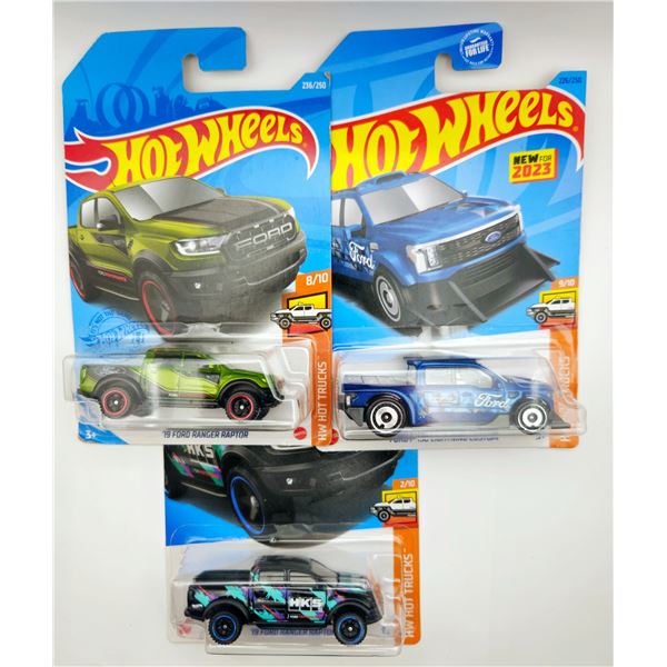 3 HOT WHEELS FORD TRUCKS RAPTOR/RANGER