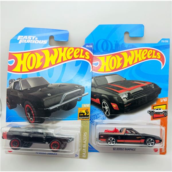 2 HOT WHEELS 70 DODGE CHARGER & 1982 RAMPAGE FAST