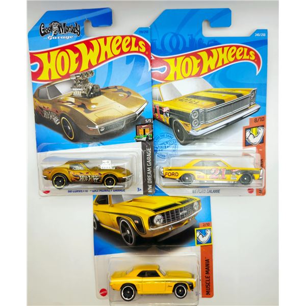 3 HOT WHEELS 68 CORVETTE GAS MONKEY & 1965 FORD