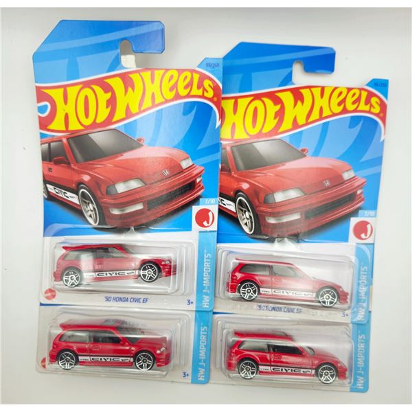 4 HOT WHEELS 90 HONDA CIVIC EF