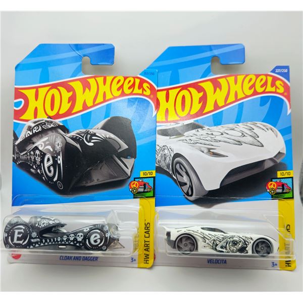 2 HOT WHEELS CLOAK AND DAGGER & VELOCITA ART CARS