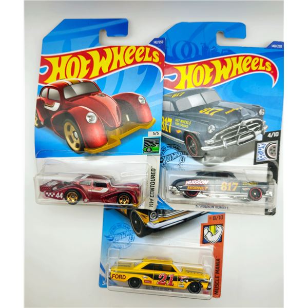 3 HOT WHEELS 65 FORD GALAXIE & 52 HUDSON HORNET