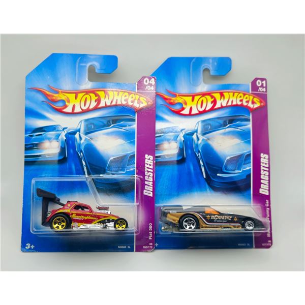 2 HOT WHEELS MUSTANG FUNNY CAR, FIAT 500