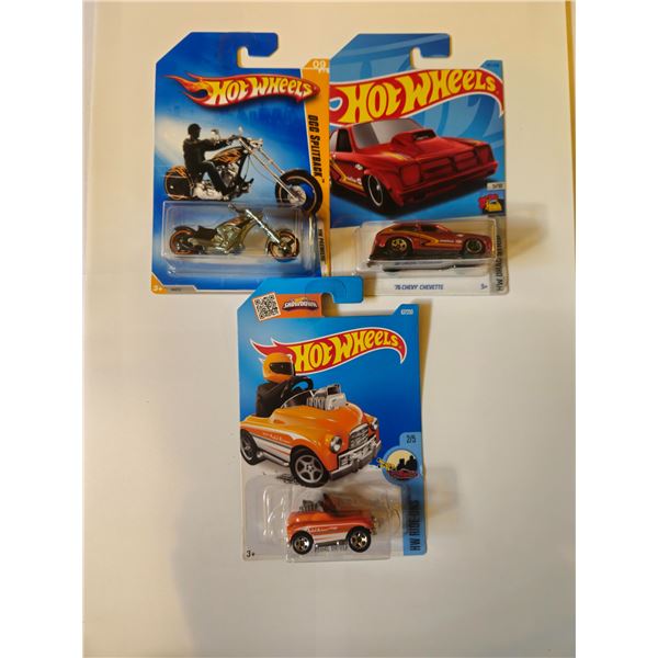 LOT OF 3 HOT WHEELS 76 CHEVY CHEVETTE & PEDAL