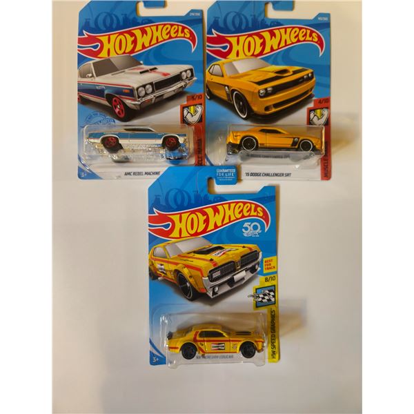 LOT OF 3 HOT WHEELS 15 DODGE CHALLENGER SRT & AMC