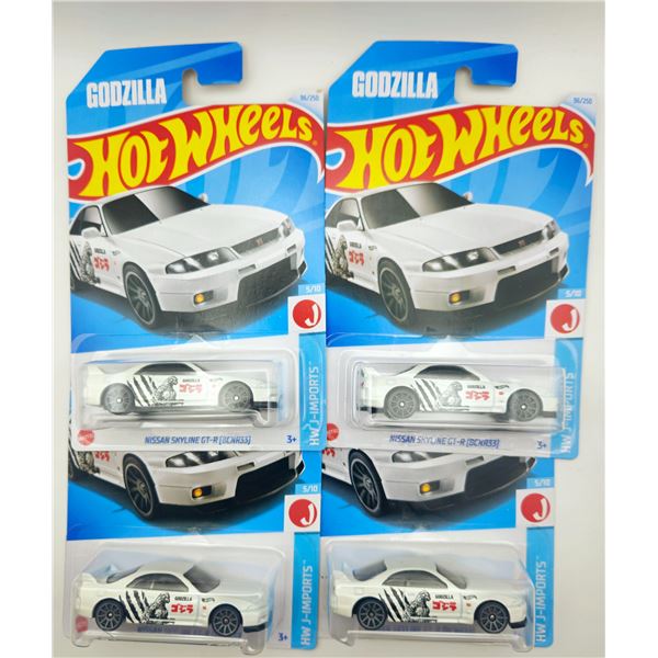 4 HOT WHEELS NISSAN SKYLINE GT-R (BCNR33) GODZILLA