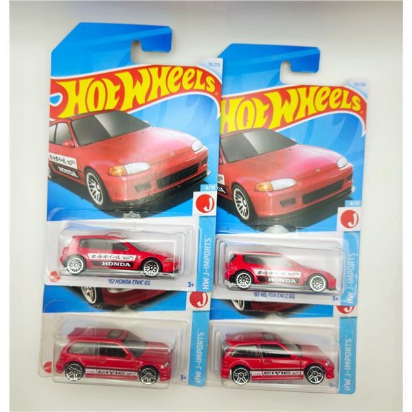 4 HOT WHEELS 90 HONDA CIVIC EF