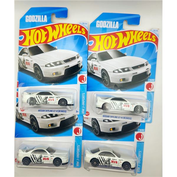 4 HOT WHEELS NISSAN SKYLINE GT-R (BCNR33) GODZILLA