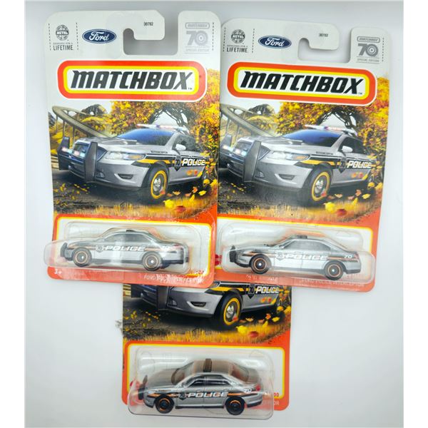 3 MATCHBOX METAL FORD POLICE INTERCEPTOR