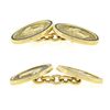 Image 5 : Men's English 18k Yellow Gold DETAILED Horse Head Green Enamel Border Cuff Links