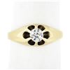 Image 1 : Antique Victorian 14K Gold.30 ctw Old Mine Cut Belcher Set Diamond Solitaire Rin