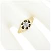 Image 3 : Antique Victorian 14K Gold.30 ctw Old Mine Cut Belcher Set Diamond Solitaire Rin