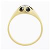 Image 7 : Antique Victorian 14K Gold.30 ctw Old Mine Cut Belcher Set Diamond Solitaire Rin