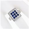 Image 3 : De Hago 18k White Gold 2.65 ctw Sapphire Diamond Square Dome Platter Cocktail Ri