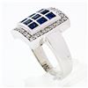 Image 9 : De Hago 18k White Gold 2.65 ctw Sapphire Diamond Square Dome Platter Cocktail Ri