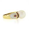Image 5 : Fancy 18K Yellow Gold 11mm White Pearl Solitaire w/ Ruby & Diamond Accents Ring