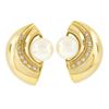 Image 1 : 18k Yellow Gold 8mm Pearl & Pave Cubic Zirconia CZ Polished Half Circle Earrings
