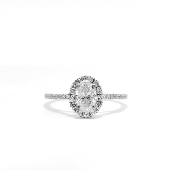 0.74 ctw Diamond Halo Wedding Ring - 14KT White Gold